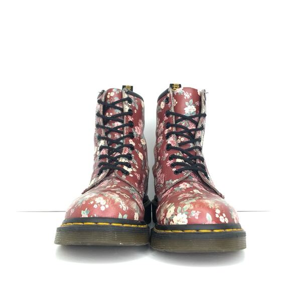 Dr Martens Vintage Rose Burgundy Lace Up Ankle Boots Women’s 6 Shoes - Picture 10 of 13
